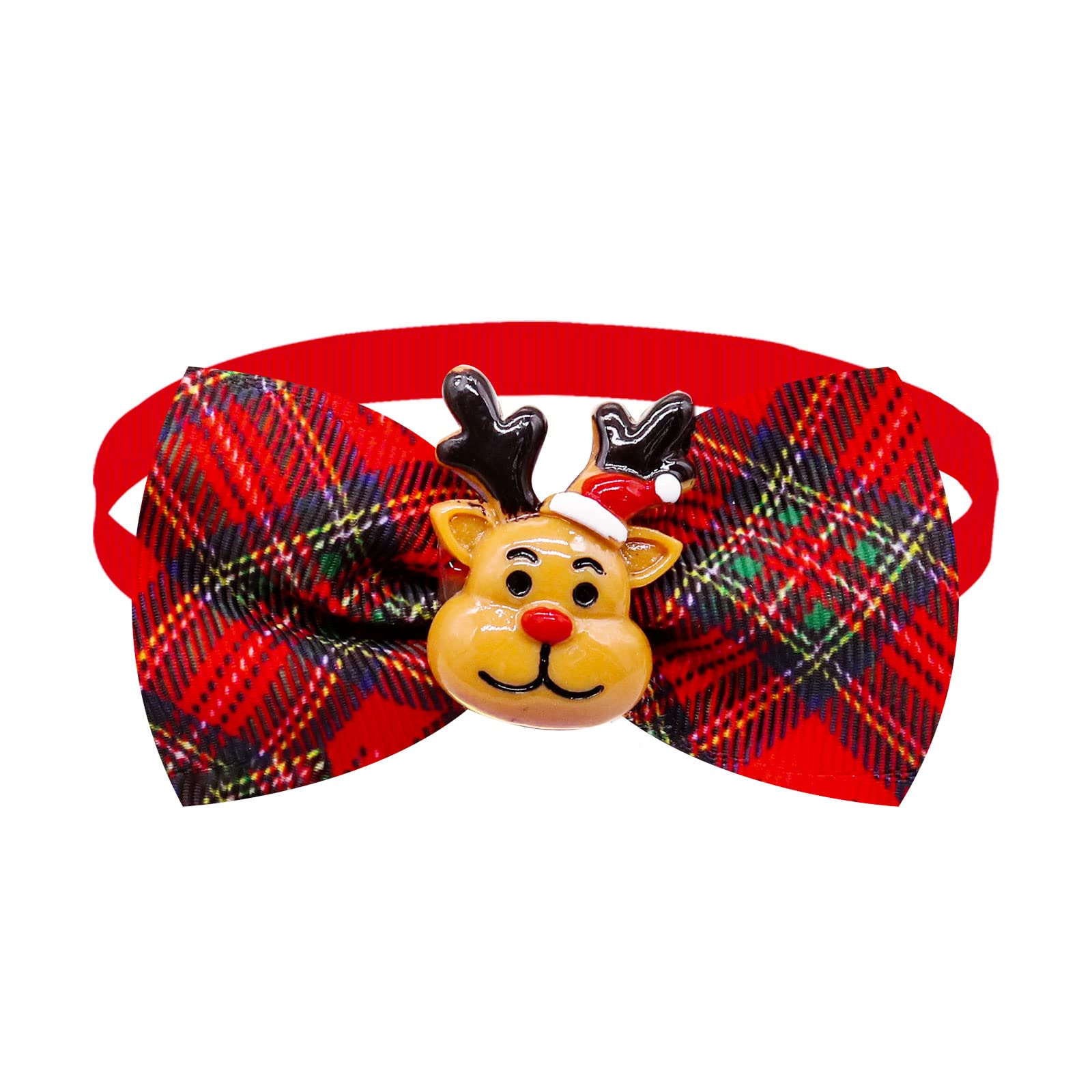 Masue Pets Christmas Puppy Dog Bowtie 10pcs Pack Plaid Necktie Styles Snowman Xmas Tree Deer Dog Accessories for Festive Pet Fashion - View 8 of 9