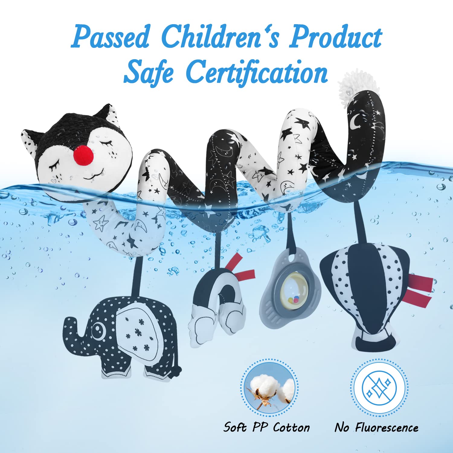 FATI Black and White Spiral Car Seat Toys for Babies 0-6 Months High Contrast Stroller Toys Ideal Gift for Newborns and Infants - View 4 of 6