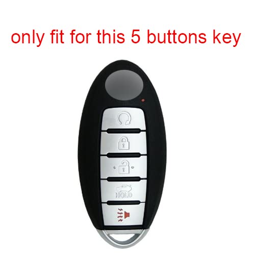 kcpros 2Pcs Rubber Silicone 5 Buttons Smart Key Fob Cover Case Skin Protector Keyless with Keychain Compatible with Nissan Altima Sentra Versa Murano - View 2 of 9