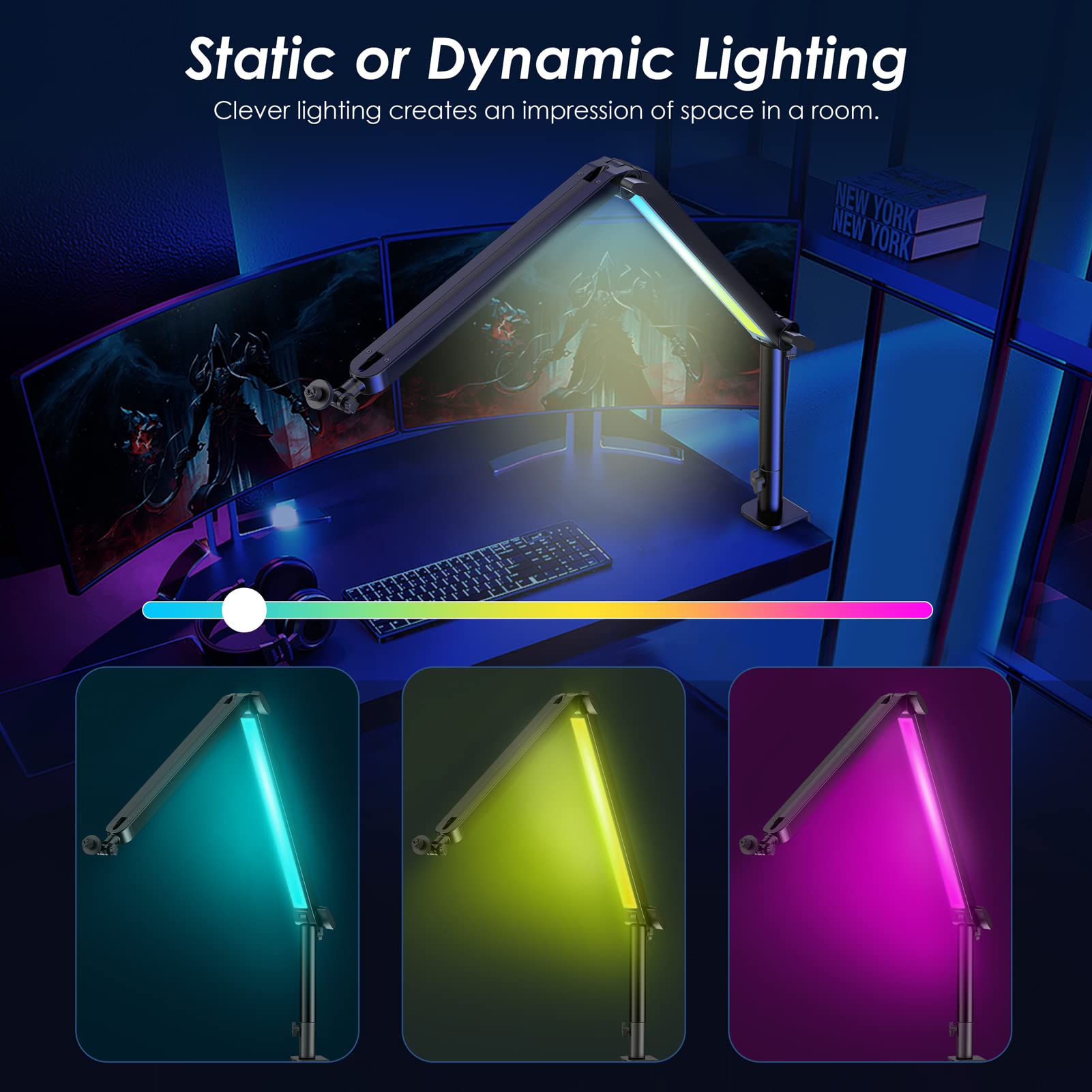 RGB Mic Boom Arm for Fifine, HyperX QuadCast 1 2 QuadCast S SoloCast, Shure SM7B MV7, Blue Yeti, Rode, Shure, Razer, Gaming Mic and Most Microphones - View 2 of 6