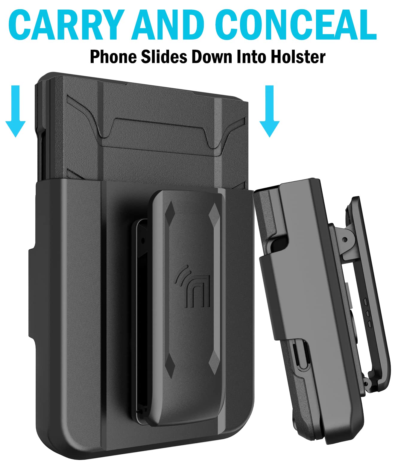 Case with Clip for Galaxy Z Flip 4 5G, Nakedcellphone Special Ops Tactical Dual Layer Rugged Cover and [Rotating Ratchet] Belt Hip Holster Combo for - View 4 of 9