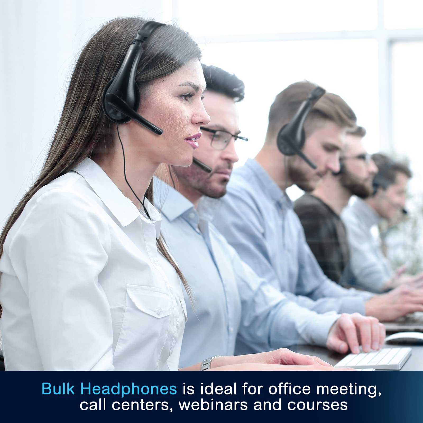 Yunsailing 20 Pack Bulk Classroom Headphones with Microphone Students Wired School Class Set Headphones for School Library Computer Office Adults 3.5 - View 6 of 6