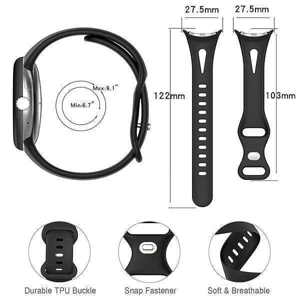 RuenTech RuenTech Google Pixel Watch Bands: Soft Silicone Adjustable Straps in 6 Colors for Pixel & Pixel 2 - View 3 of 9