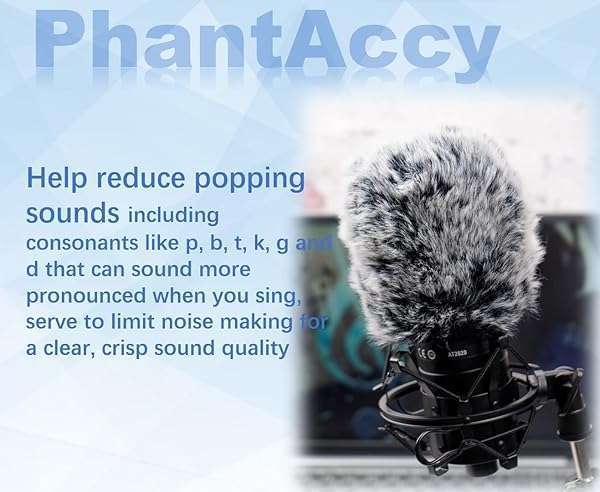 PhantAccy PhantAccy Furry Pop Filter for Audio-Technica AT-2020/2035/2040/2050/2500/4040 - Wind & Noise Reduction Mic Cover - View 3 of 5