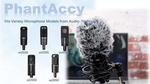 PhantAccy PhantAccy Furry Pop Filter for Audio-Technica AT-2020/2035/2040/2050/2500/4040 - Wind & Noise Reduction Mic Cover - View 5 of 5