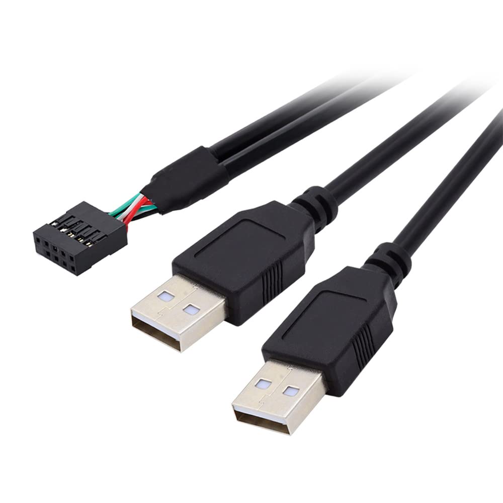 cablecc Cablecc 9Pin 10Pin Female Header to Dual USB 2.0 Male Type A Cable 50cm for Motherboard Connection - View 9 of 9