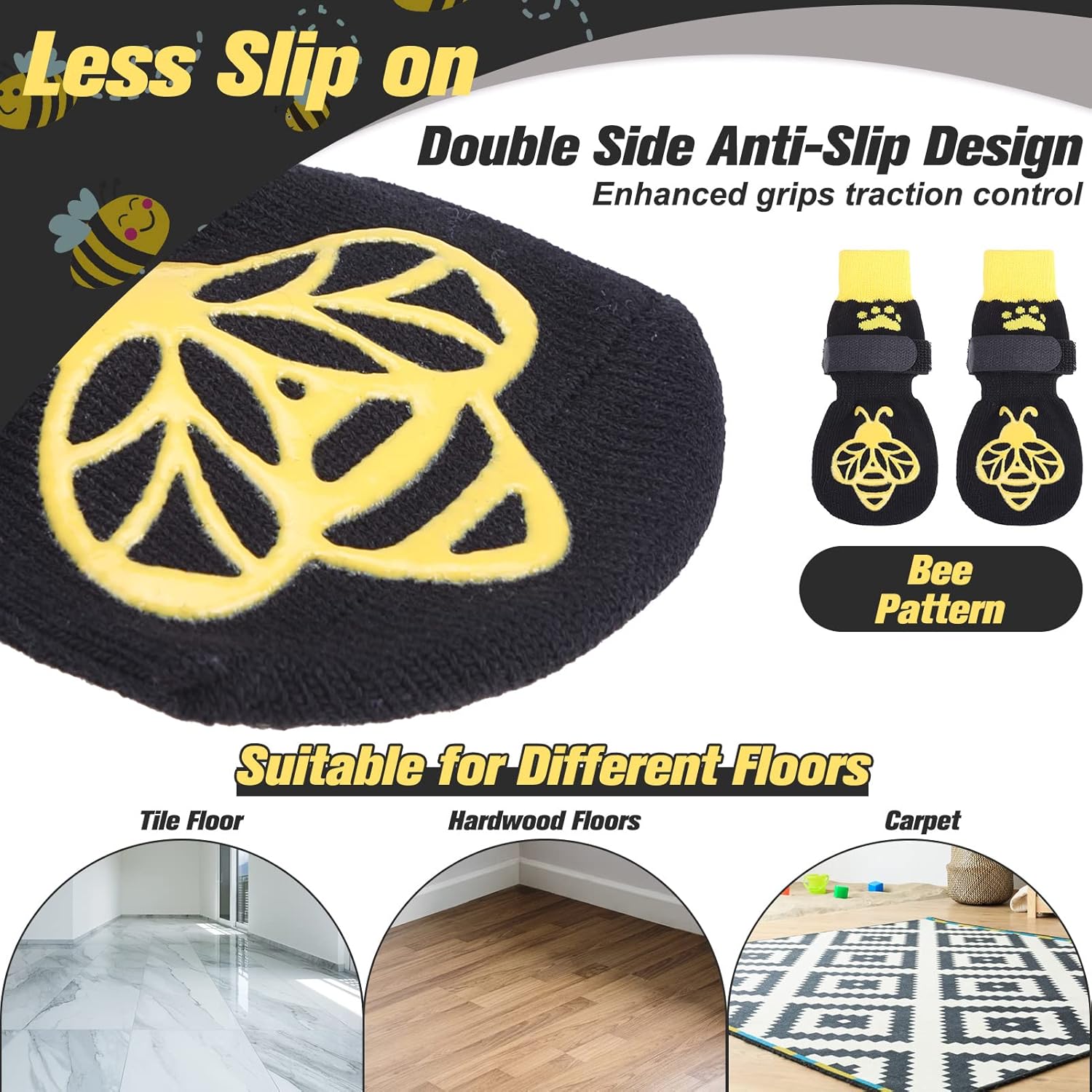 EXPAWLORER EXPAWLORER Anti Slip Dog Socks Winter Dog Boots Paw Protectors for Hardwood Floors Dog Booties for All Weather Small Medium Large Senior Dogs - View 5 of 8