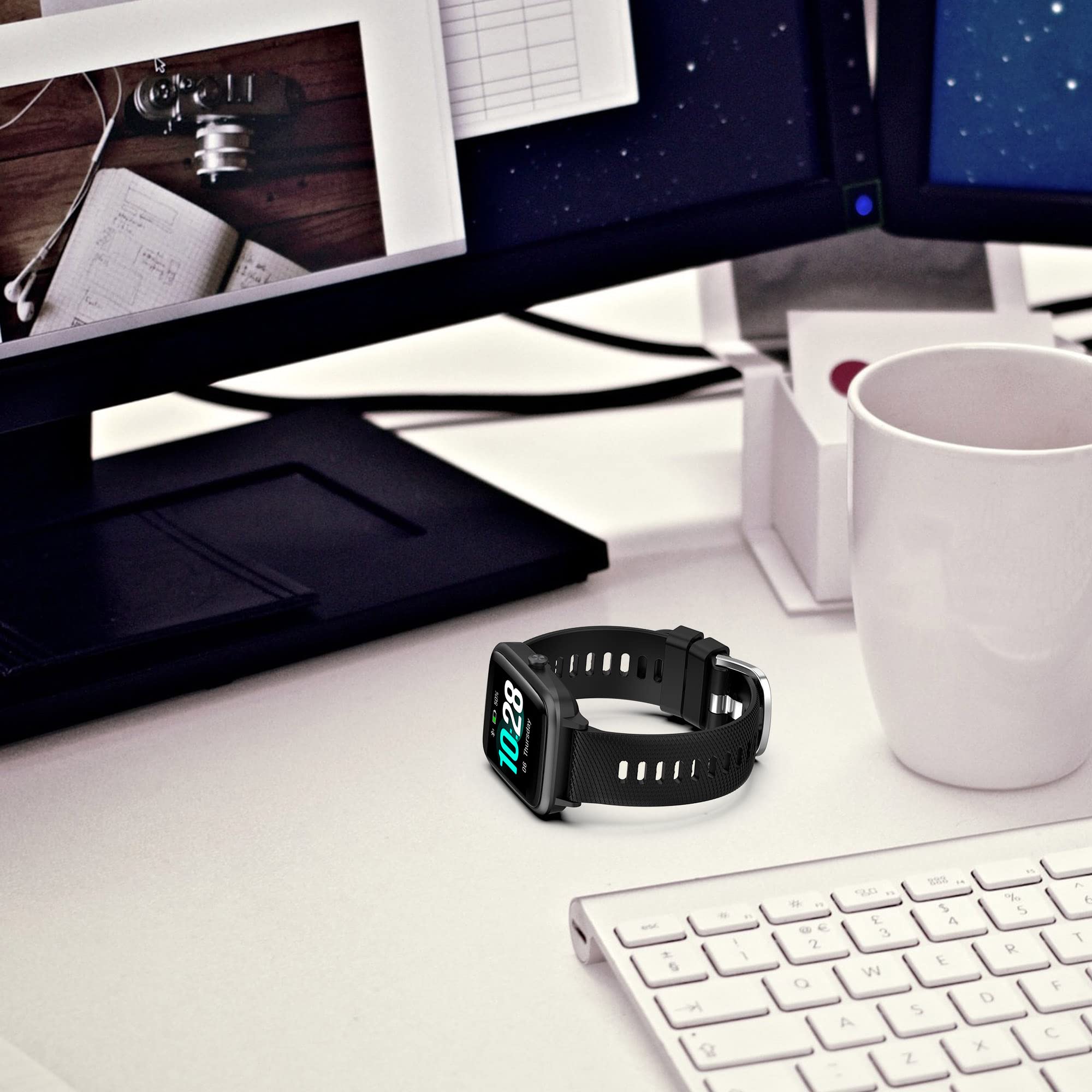 NineHorse Adjustable Silicone Watch Bands for Veryfitpro ID205L ID205S ID205U ID205G 19MM Light Pink and Wine Red Replacement Straps - View 6 of 7