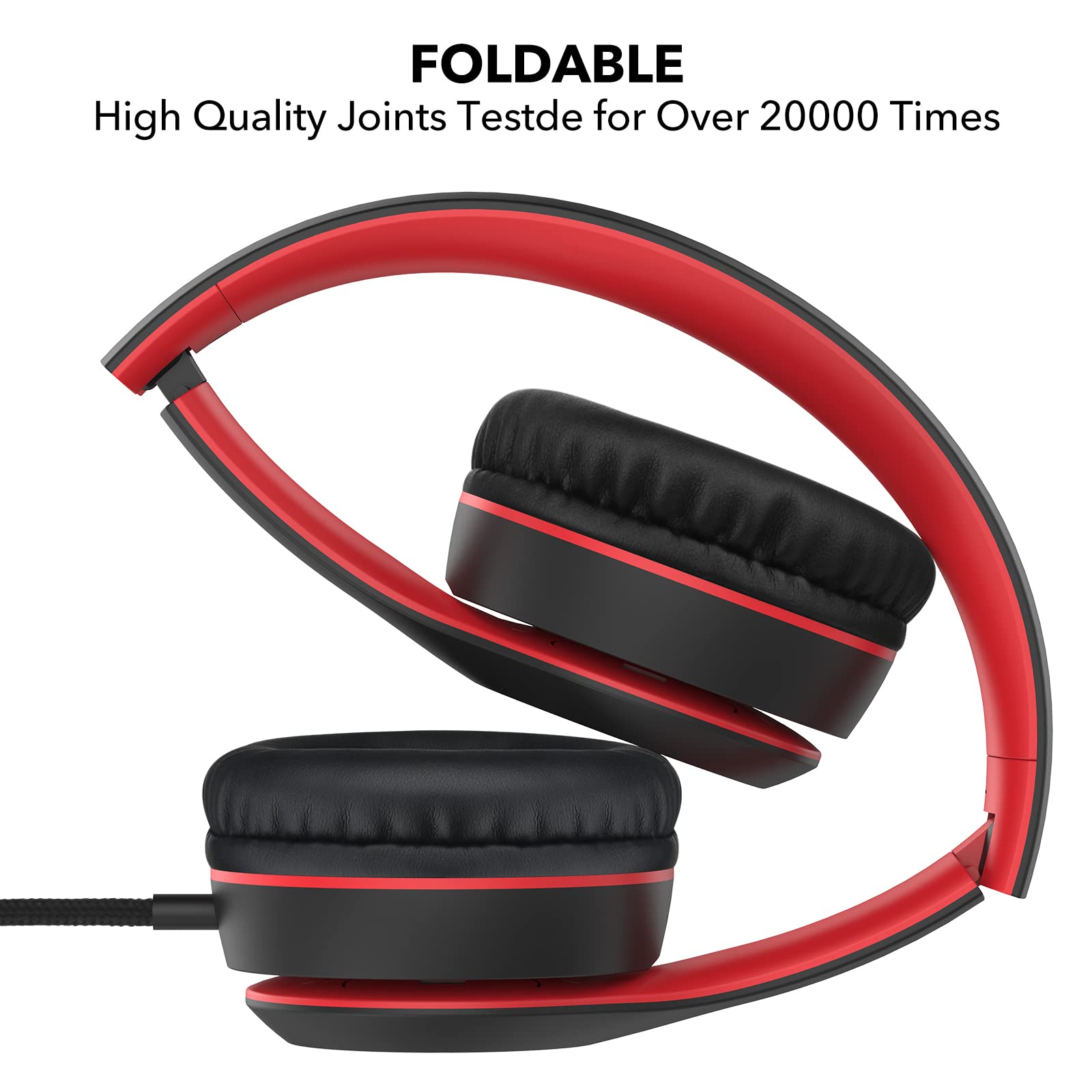 RORSOU RORSOU K5 Kids Headphones with Microphone Volume Limiter Foldable Stereo Wired On-Ear for Children Boys Girls Kindle Tablet MP3 Black - View 2 of 7