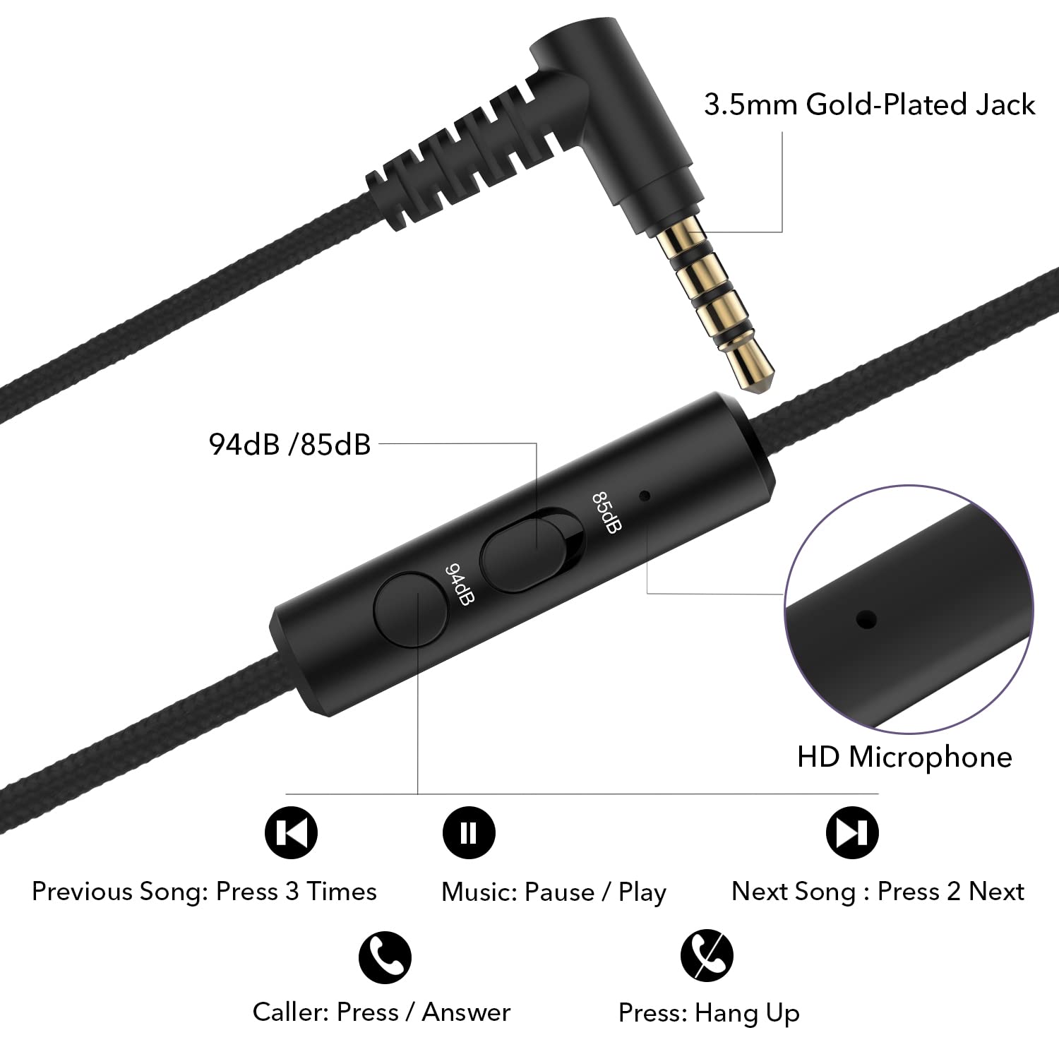 RORSOU RORSOU K5 Kids Headphones with Microphone Volume Limiter Foldable Stereo Wired On-Ear for Children Boys Girls Kindle Tablet MP3 Black - View 4 of 7