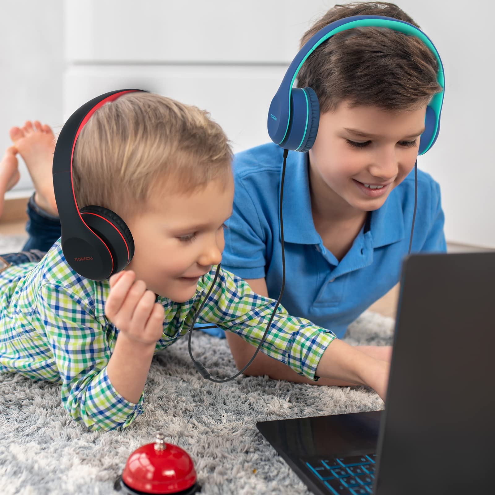 RORSOU RORSOU K5 Kids Headphones with Microphone Volume Limiter Foldable Stereo Wired On-Ear for Children Boys Girls Kindle Tablet MP3 Black - View 7 of 7