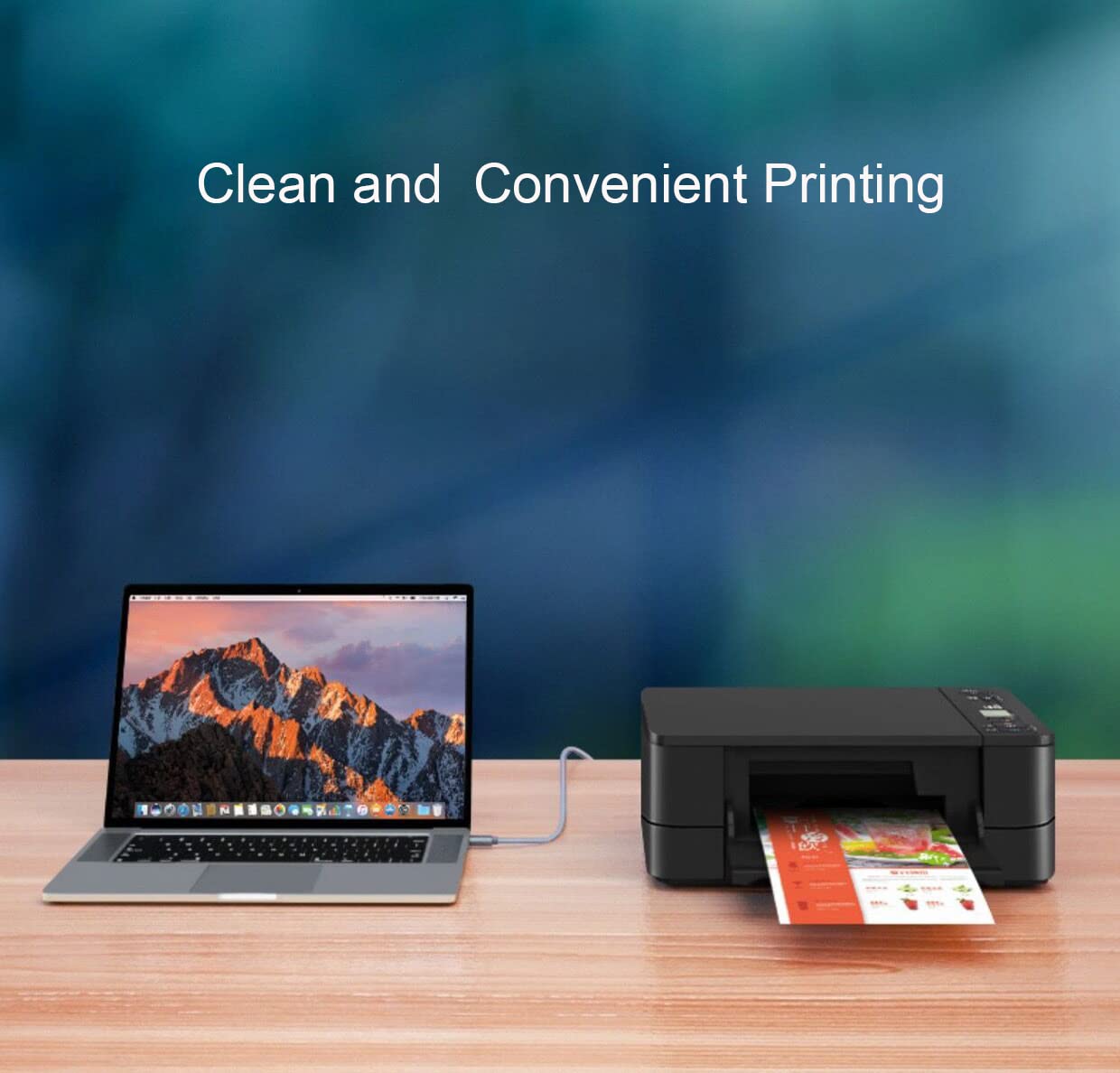 AlyKets AlyKets USB C to USB B Printer Scanner Cable for MIDI Controllers MacBook Pro HP Canon Printers iPad Pro and More Type C Devices - View 4 of 4