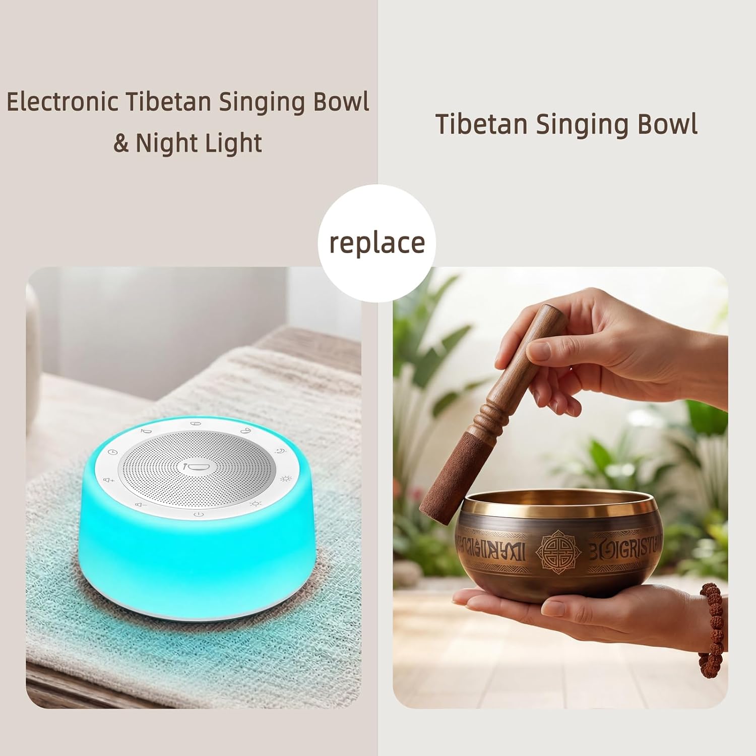 Kipcush Kipcush Tibetan Singing Bowls Sound Machine with Night Light for Yoga Meditation Healing and Stress Relief 11 Sizes Timer Plug In - View 2 of 8