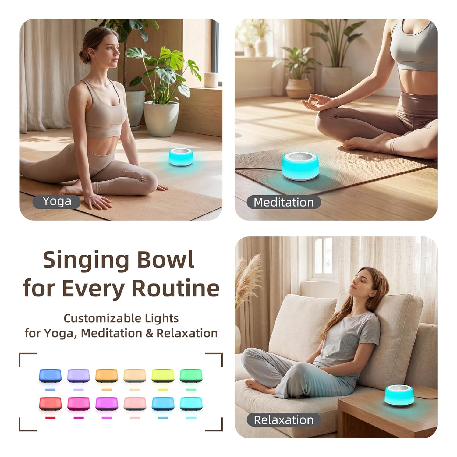 Kipcush Kipcush Tibetan Singing Bowls Sound Machine with Night Light for Yoga Meditation Healing and Stress Relief 11 Sizes Timer Plug In - View 8 of 8