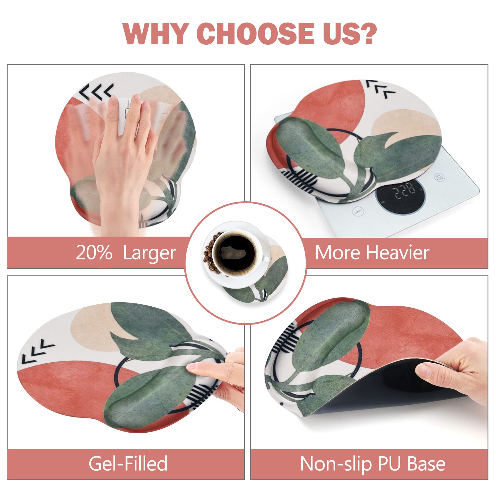 AIMSA Ergonomic Mouse Pad with Wrist Support, Gel Non-Slip PU Base Gradient Wrist Rest Pad for Home, Office, Easy Typing and Pain Relief, Pink Purple - View 3 of 8