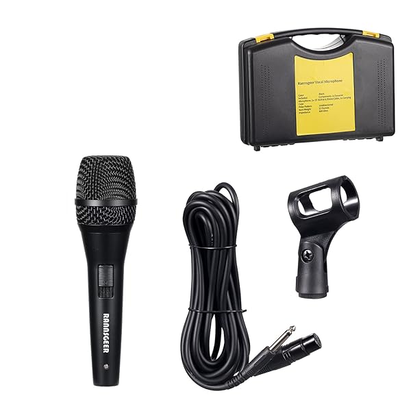 Rannsgeer Rannsgeer RM82B Dynamic Vocal Handheld Karaoke Microphone with Cable & Case - Perfect for Parties!
