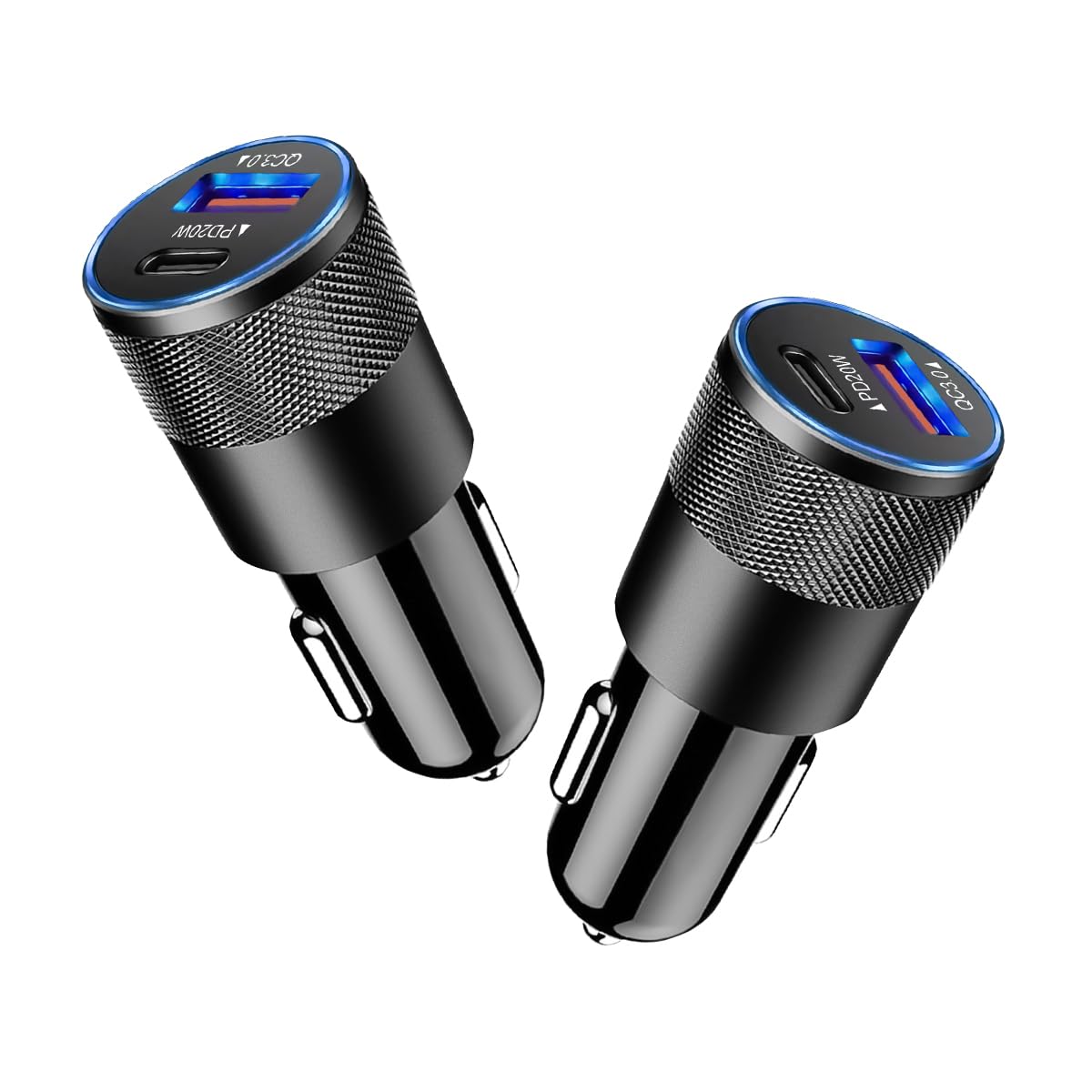 2Pack USB C Car Fast Charger, PD 38W 3.1A 2 Port Auto Quick Charger Adapter, Aluminum Metal Body Vehicle Fast Charging, Car Interior Accessories Fits