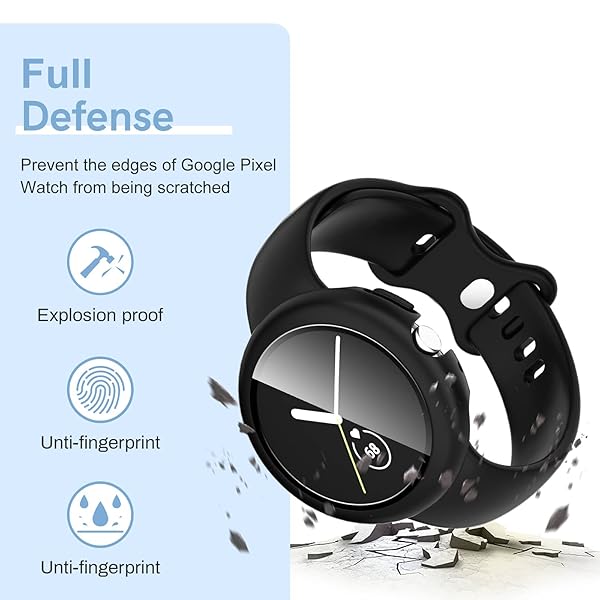 shenou Shenou Case for Google Pixel Watch 2: 6-Pack Shockproof Bumper & Tempered Glass Protector - View 4 of 9
