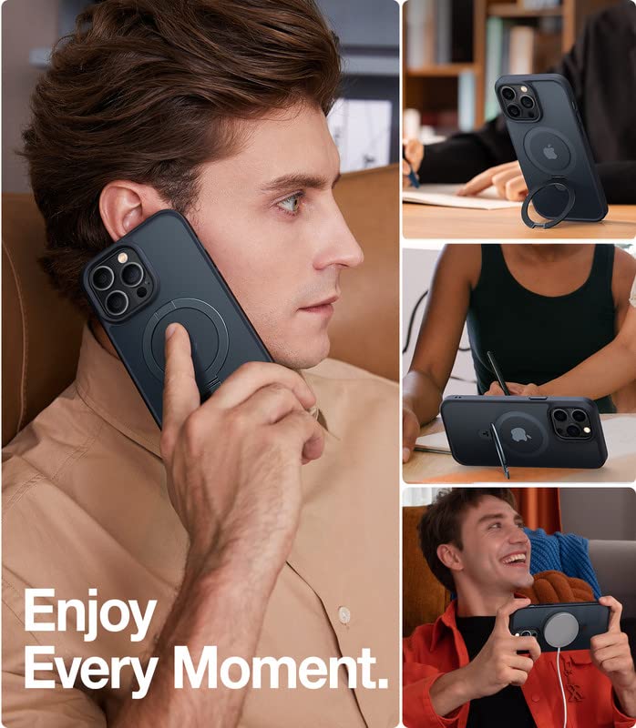 TORRAS TORRAS Magnetic iPhone 13 Pro Max Case with Stand Military Grade Drop Protection Slim Shockproof Translucent Back Black - View 8 of 9