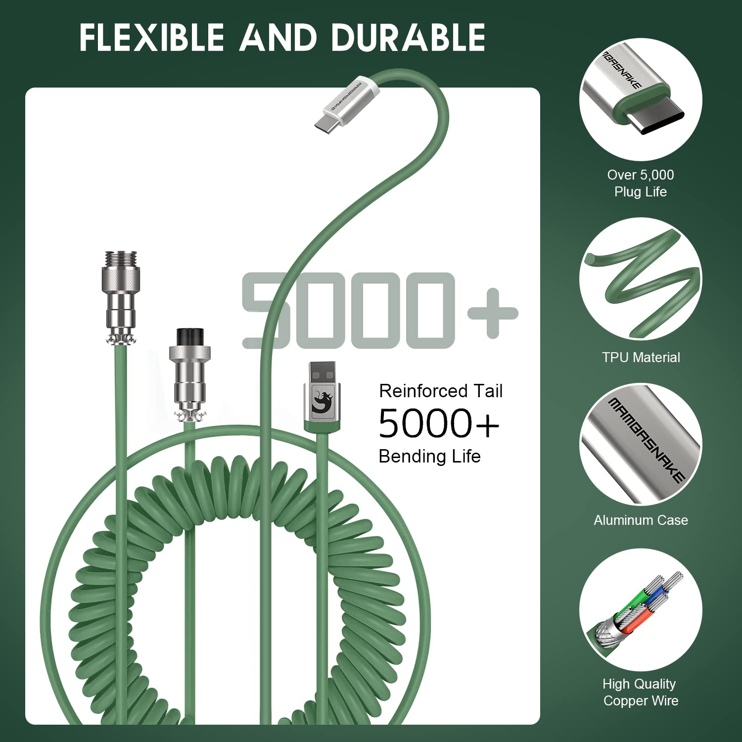 ATTACK SHARK K87 Gaming Keyboard Wireless TKL Mechanical Keyboard,2.4G BT 5.0 Wired Coiled Keyboard Cable,Hot Swappable Tactile Switch,Chroma - View 5 of 8
