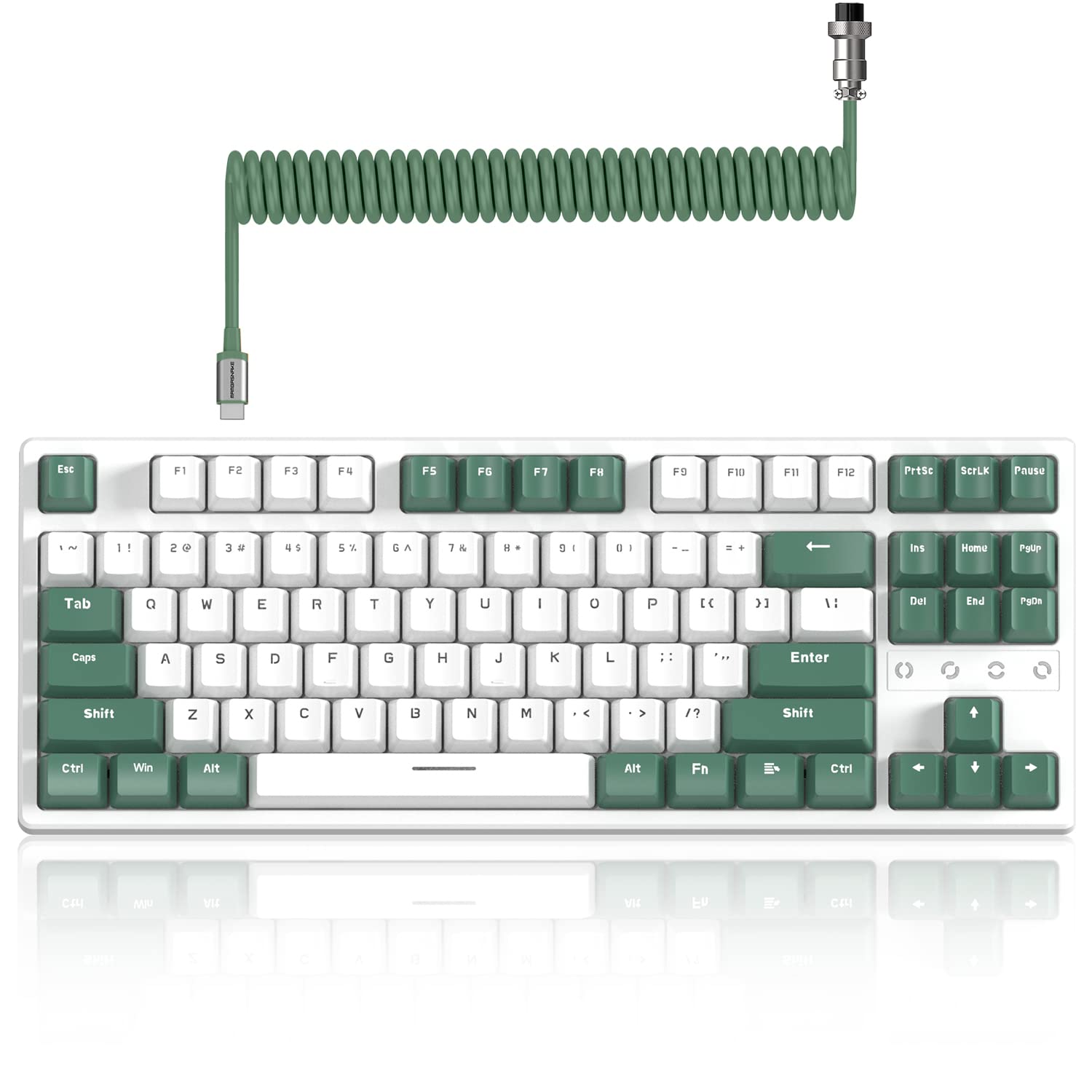 ATTACK SHARK K87 Gaming Keyboard Wireless TKL Mechanical Keyboard,2.4G BT 5.0 Wired Coiled Keyboard Cable,Hot Swappable Tactile Switch,Chroma - View 8 of 8