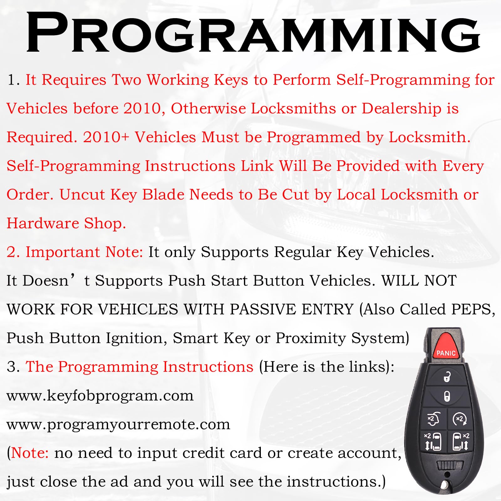 SUPALAND Keyless Entry Remote Control Key Fob FOBIK Replacement Fits for Dodge Grand Caravan 2008-2020 Chrysler Town Country Volkswagen Routan - View 4 of 9