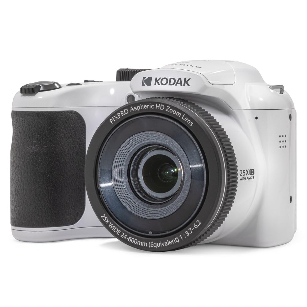 KODAK PIXPRO AZ255 16MP Digital Camera with 25X Zoom 24mm Lens Optical Stabilization 1080P HD Video and 3 Inch LCD for Vlogging White