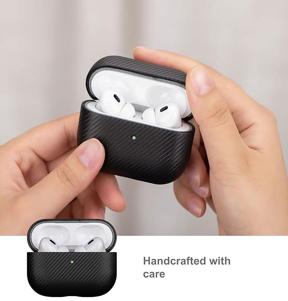 Lopie LOPIE Handmade AirPods Pro 2nd Gen Case Carbon Fiber Style Vegan Leather Protective Cover Black - View 6 of 10