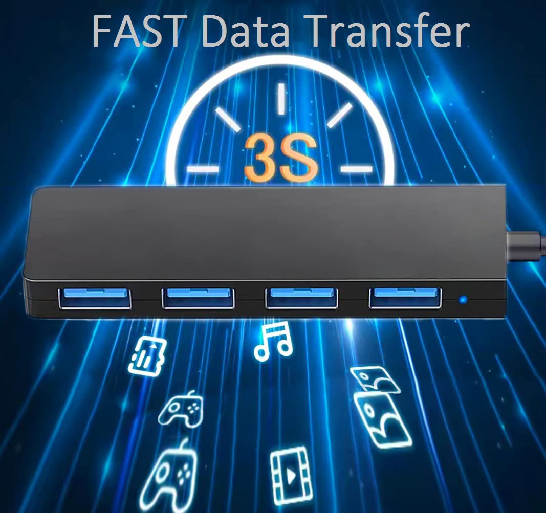 JUEJUEZI USB 3.0 Hub 4-Port 5Gbps JUEJUEZI USB Splitter Expander for MacBook Laptop Xbox Printer Camera and More 1m Cable - View 5 of 9