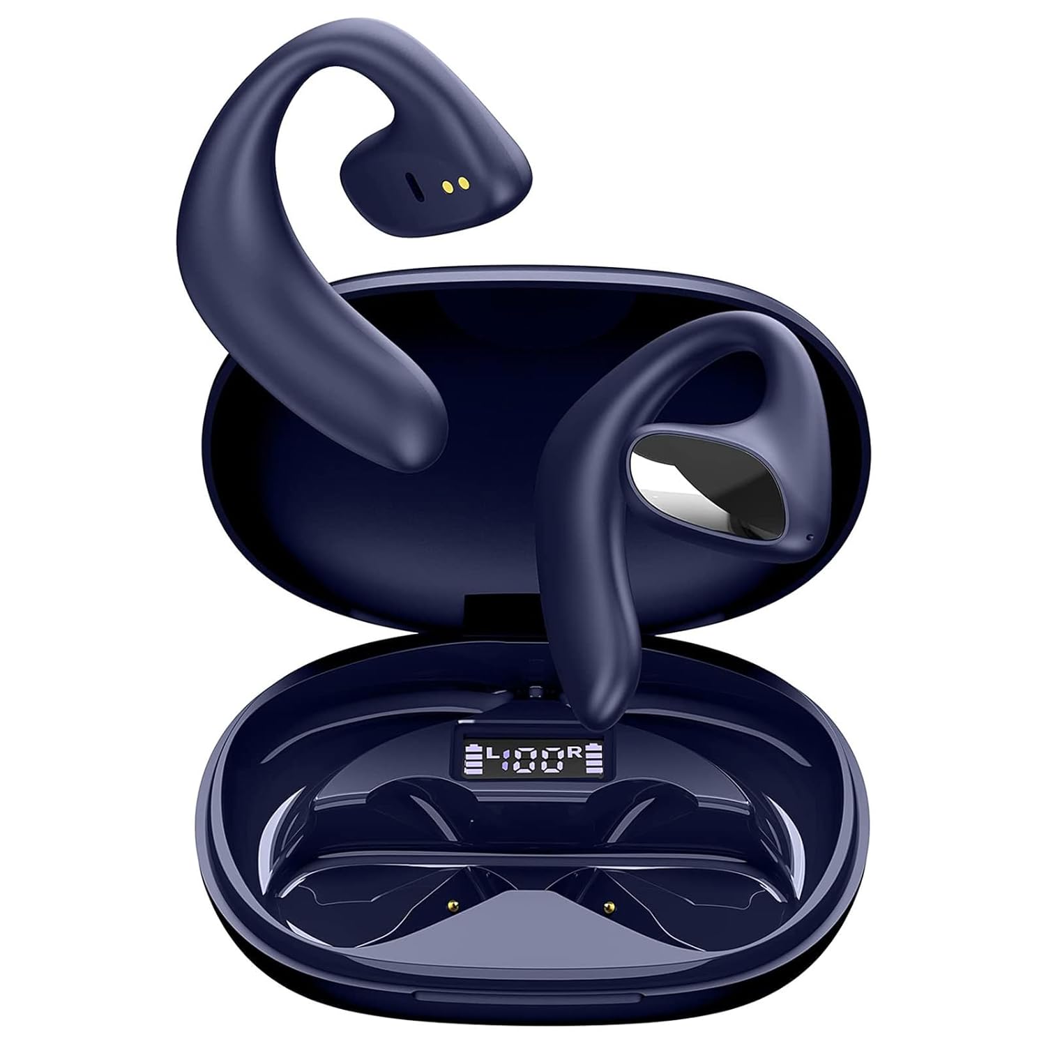 Wrap Around Over Ear Wireless Bluetooth Headphones with Ear Hook Mic and Bone Conduction Technology for Enhanced Sound Quality