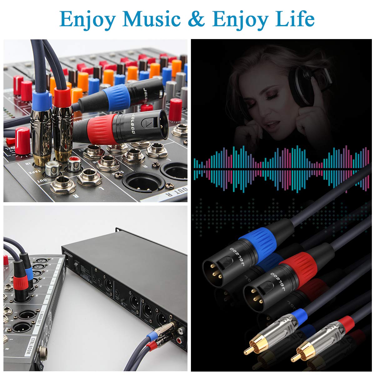 JOLGOO 15 Feet RCA to XLR Cable Dual Male HiFi Audio Cable for Amplifier Mixer Microphone 4N OFC Wire - View 6 of 7