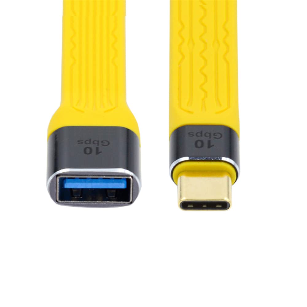 cablecc Yellow Type C Male USB 3.1 Host to USB3.0 Type A Female OTG Flat Slim FPC Data Cable for Laptop and Phone