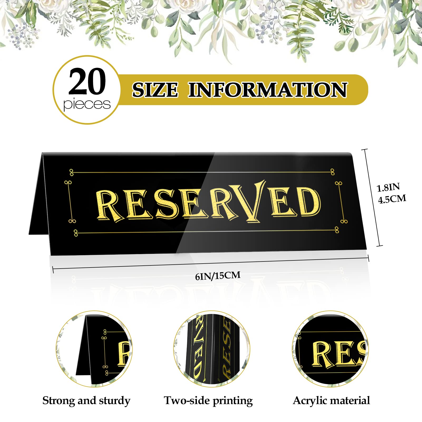 WATHFKCU WATHFKCU 20PCS Acrylic Reserved Table Signs for Weddings Restaurants Offices and Meetings - View 2 of 7