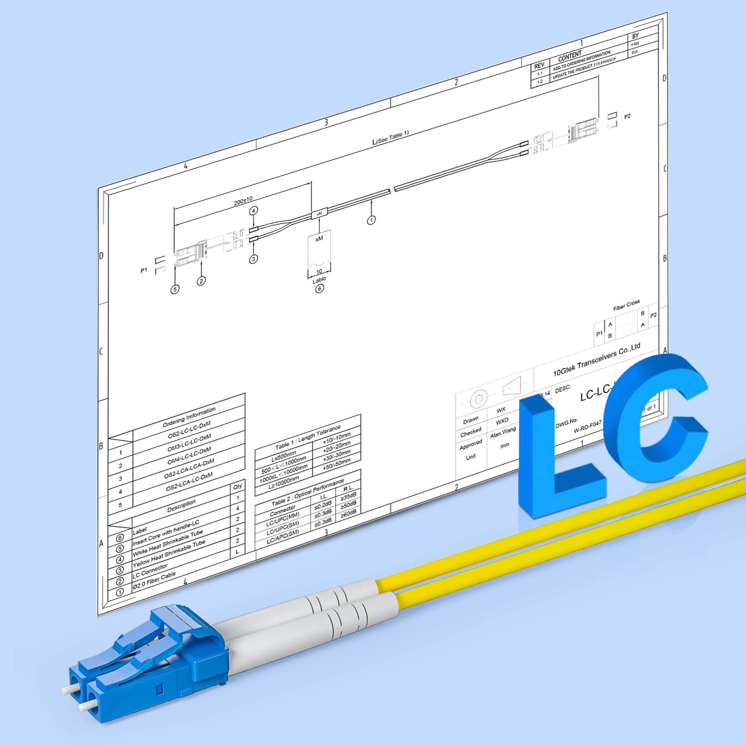 10Gtek 10Gtek Fiber Patch Cable LC to LC OS2 10Gb Singlemode Jumper Duplex 9/125 LSZH Fiber Optic Cord Yellow 4 Meter 13.1 Feet - View 6 of 6