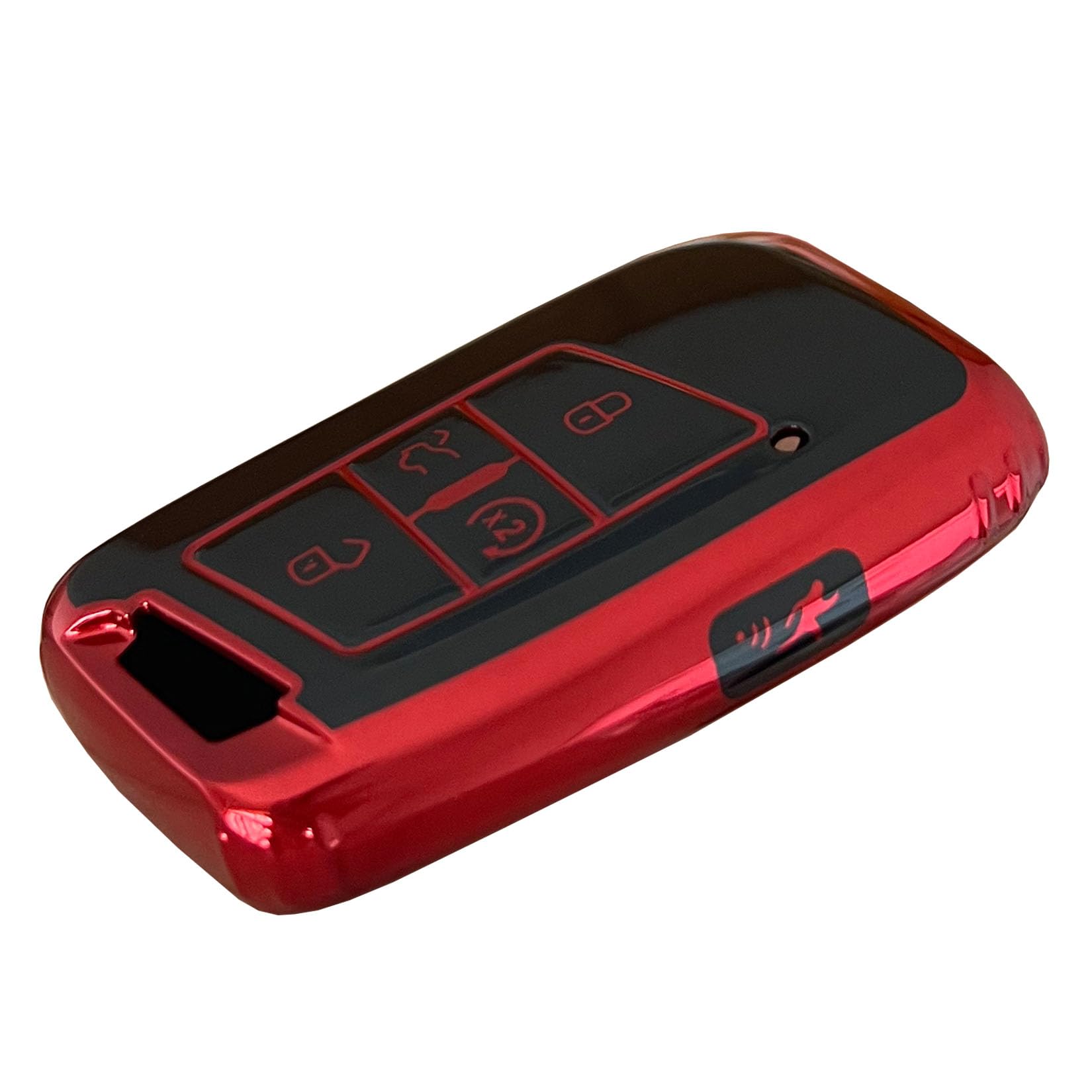 QIXIUBIA for Volkswagen Key Fob Cover Keyless Remote Smart Key Fob Shell with Keychain Fit for VW Volkswagen Atlas Jetta Passat Arteon Tiguan (Red) - View 3 of 6