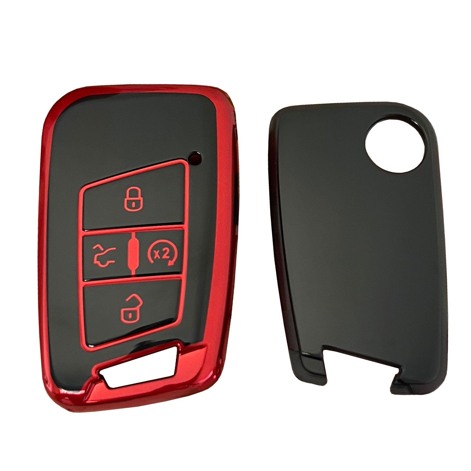 QIXIUBIA for Volkswagen Key Fob Cover Keyless Remote Smart Key Fob Shell with Keychain Fit for VW Volkswagen Atlas Jetta Passat Arteon Tiguan (Red) - View 4 of 6