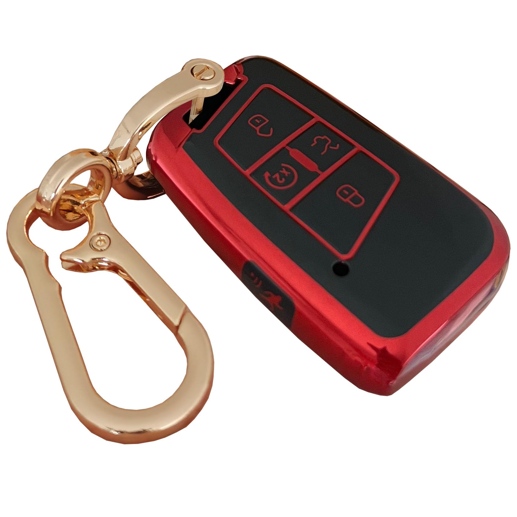 QIXIUBIA for Volkswagen Key Fob Cover Keyless Remote Smart Key Fob Shell with Keychain Fit for VW Volkswagen Atlas Jetta Passat Arteon Tiguan (Red)