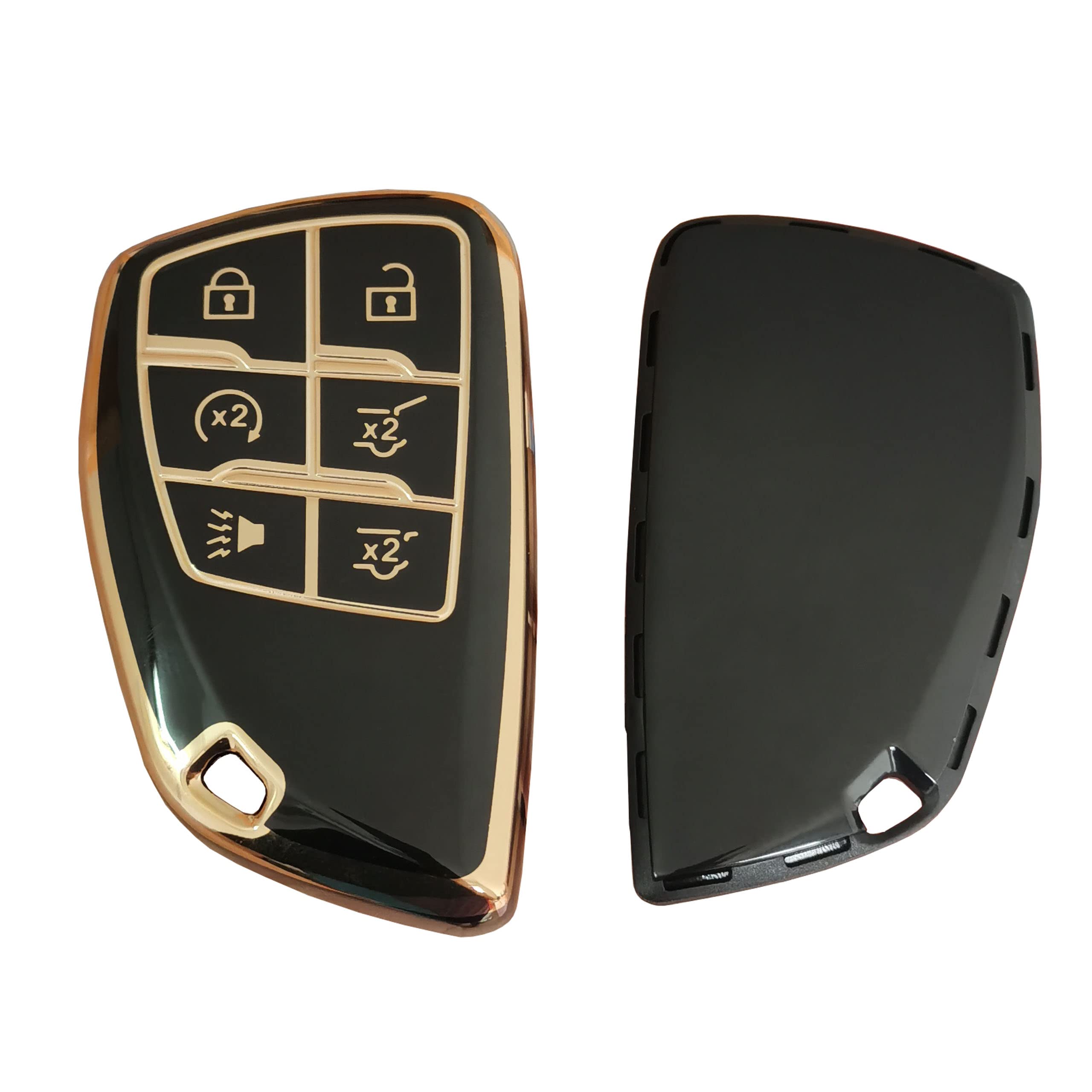 QIXIUBIA for GMC Key Fob Cover Keyless Remote Smart Key Shell with Keychain Fit for GMC Yukon Chevy Chevrolet Suburban Tahoe GM Buick Encore - View 3 of 4