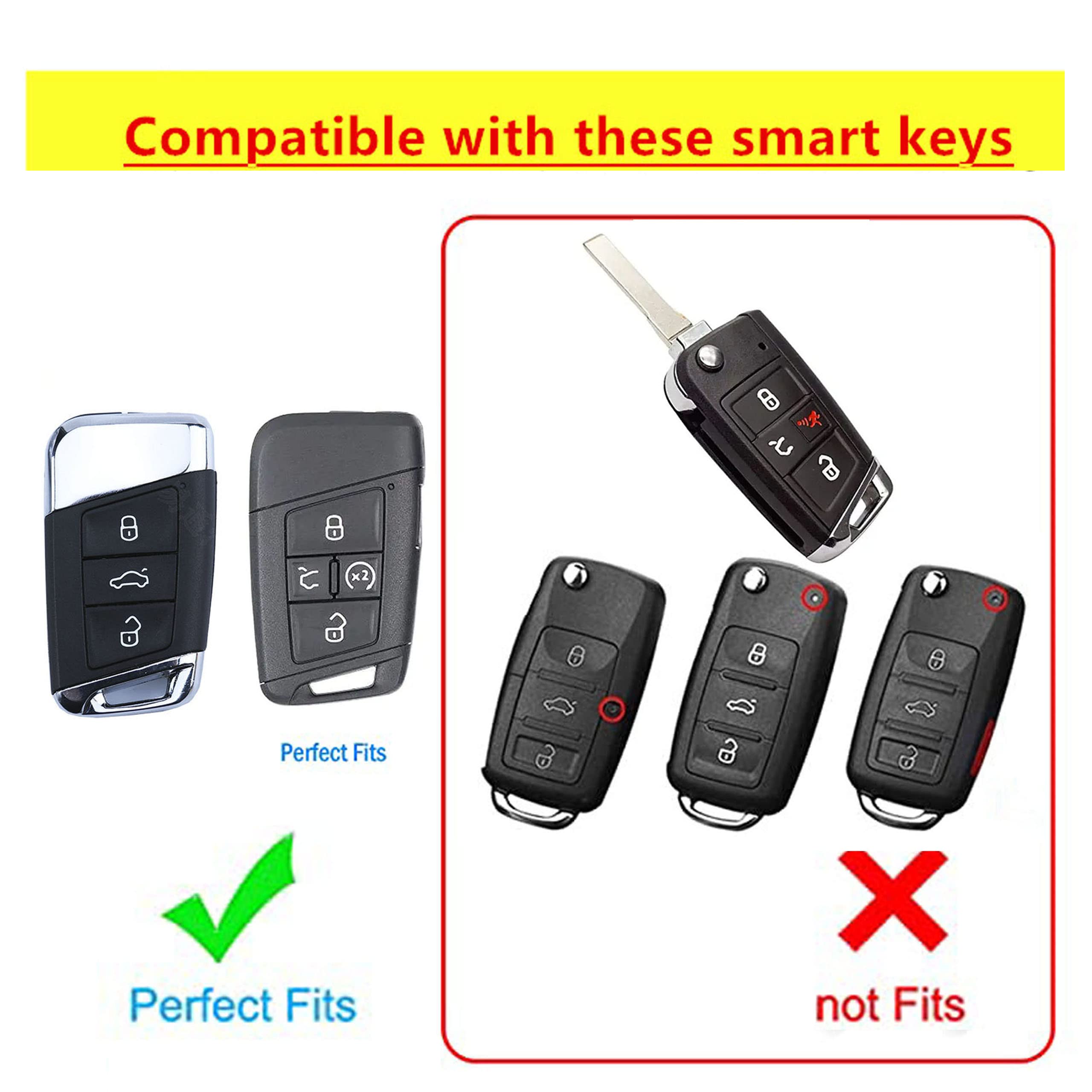 QIXIUBIA for Volkswagen Key Fob Cover Keyless Remote Smart Key Fob Shell with Keychain Fit for VW Volkswagen Atlas Jetta Passat Arteon Tiguan - View 2 of 5