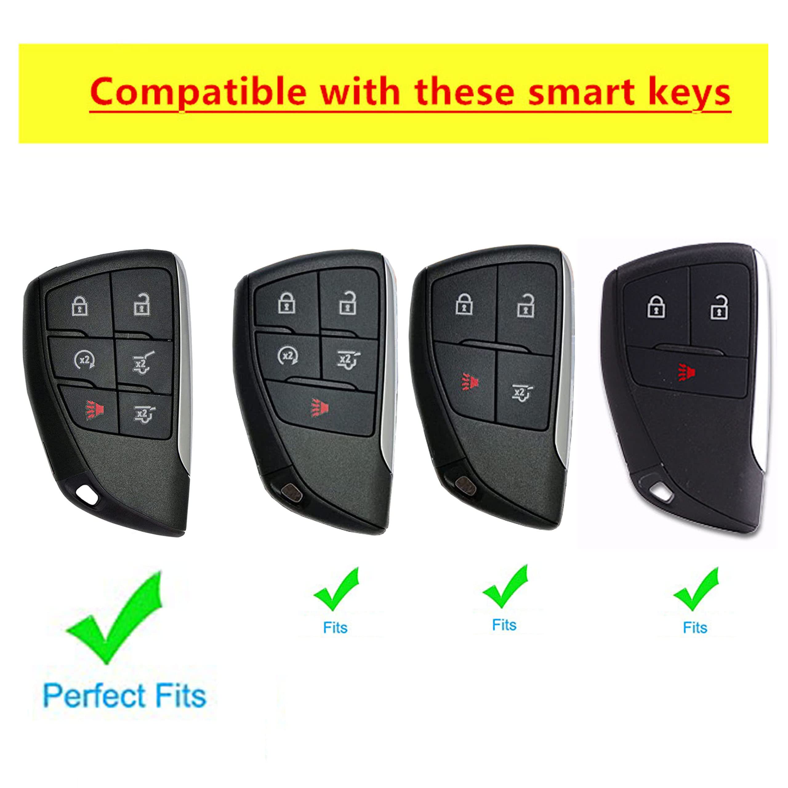 QIXIUBIA for GMC Key Fob Cover Keyless Remote Smart Key Shell with Keychain Fit for GMC Yukon Chevy Chevrolet Suburban Tahoe GM Buick Encore - View 2 of 4