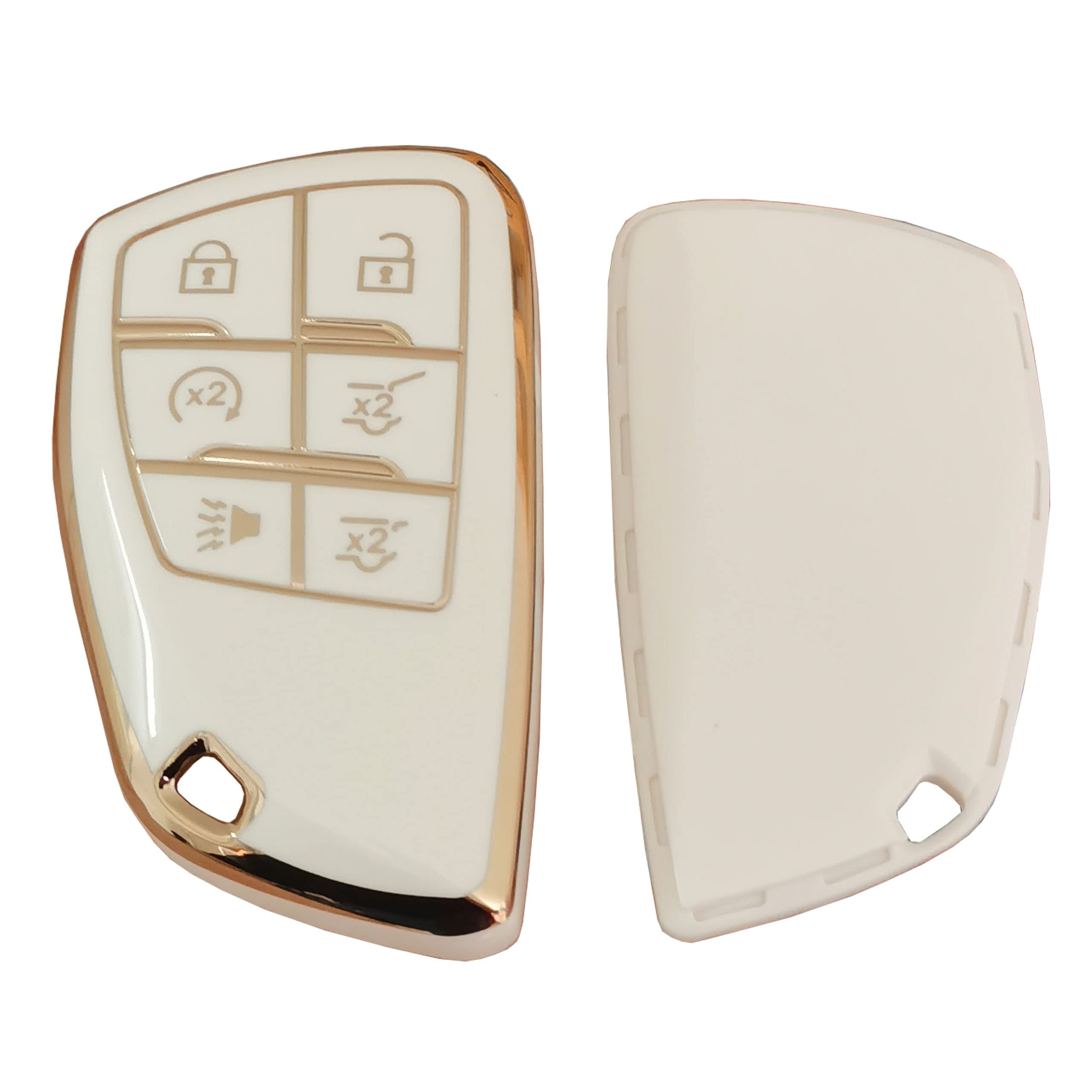 QIXIUBIA for GMC Key Fob Cover Keyless Remote Smart Key Shell with Keychain Fit for GMC Yukon Chevy Chevrolet Suburban Tahoe GM Buick Encore - View 3 of 4