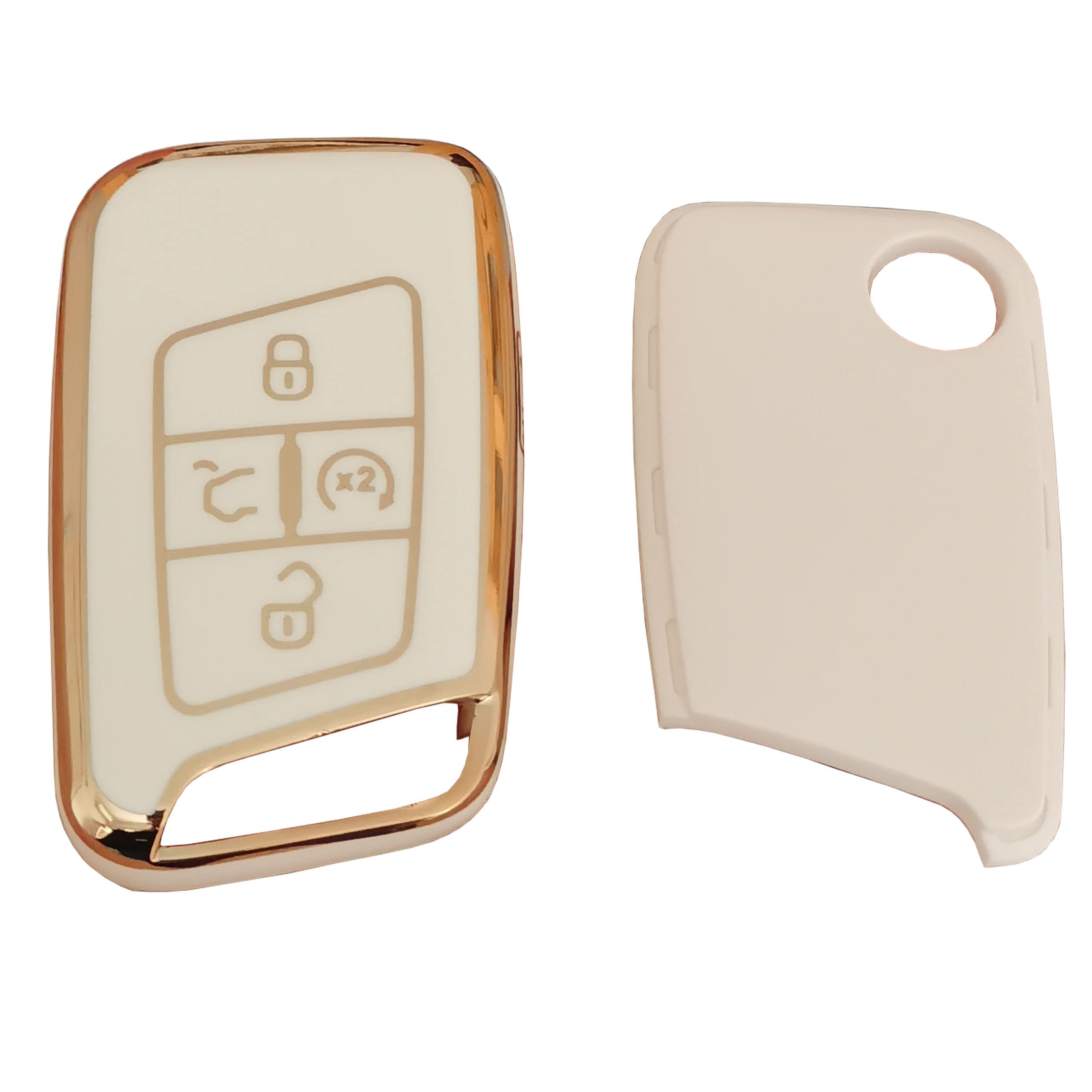 QIXIUBIA for Volkswagen Key Fob Cover Keyless Remote Smart Key Fob Shell with Keychain Fit for VW Volkswagen Atlas Jetta Passat Arteon Tiguan (White) - View 3 of 5