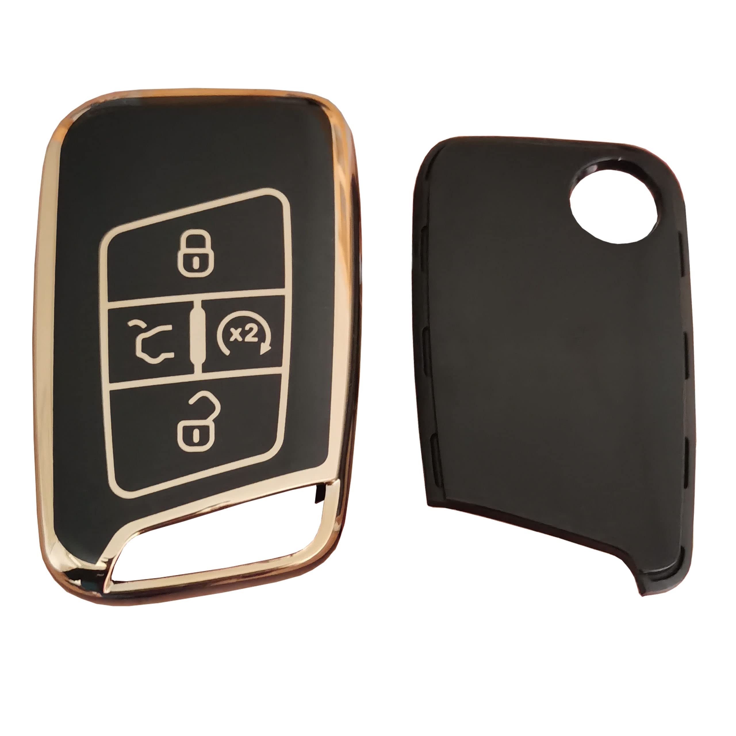 QIXIUBIA for Volkswagen Key Fob Cover Keyless Remote Smart Key Fob Shell with Keychain Fit for VW Volkswagen Atlas Jetta Passat Arteon Tiguan (Black) - View 3 of 6