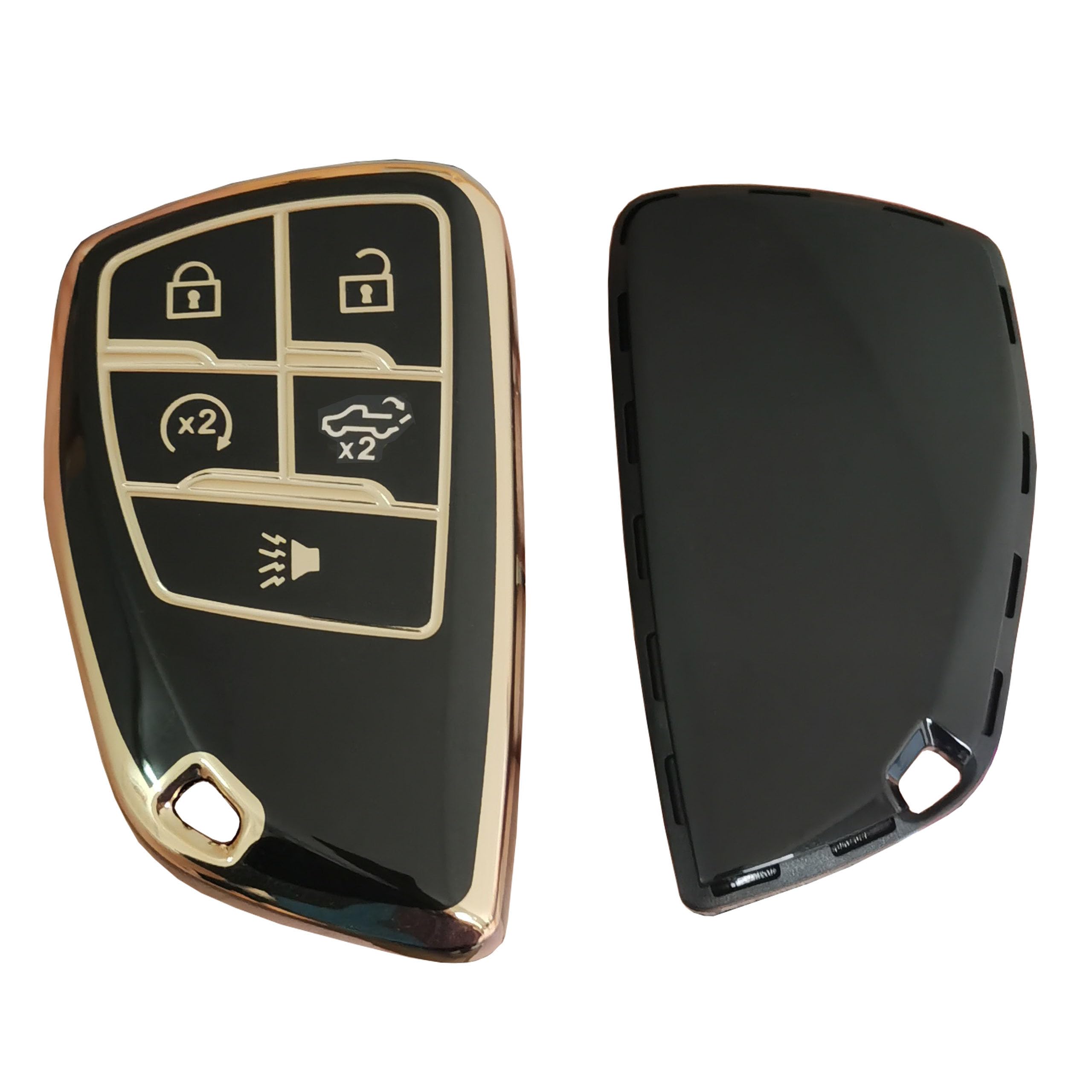 QIXIUBIA for GMC Key Fob Cover Keyless Remote Smart Key Shell with Keychain Fit for GMC Yukon Chevy Chevrolet Suburban Tahoe GM Buick Encore - View 4 of 5
