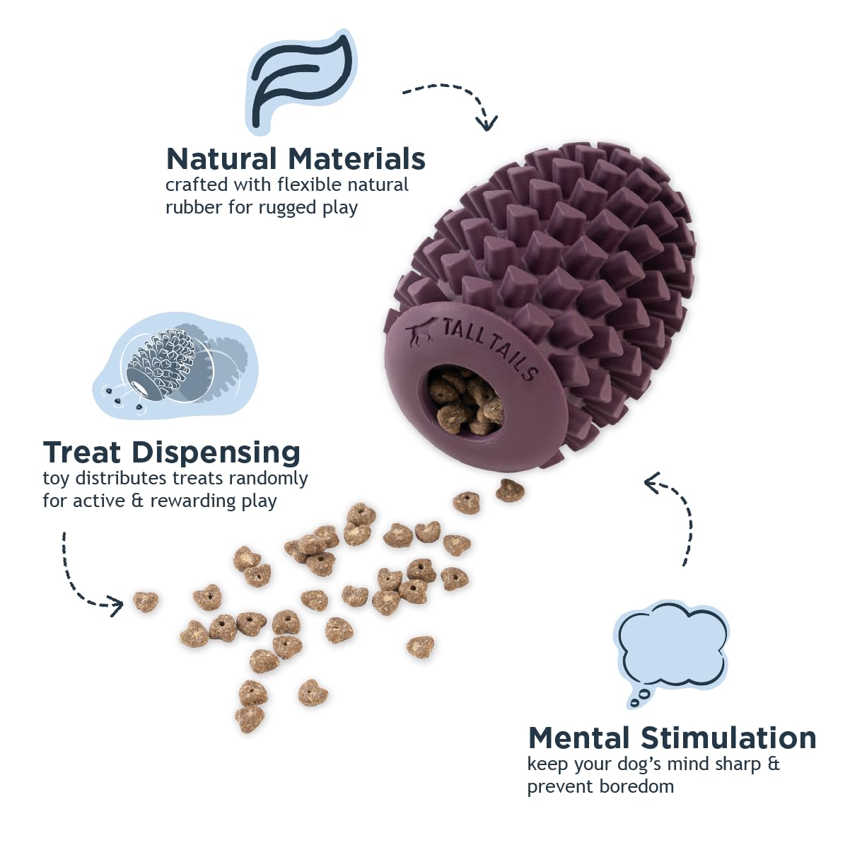 Tall Tails Tall Tails Pinecone Natural Rubber Dog Toy for Treats and Kibble Play - View 2 of 8