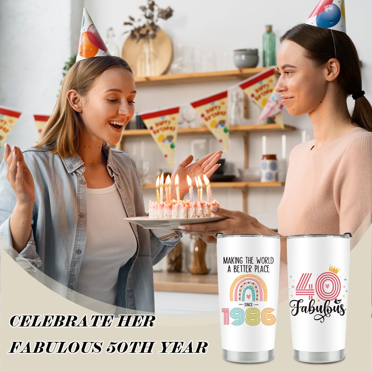 kdxpbpz 40th Birthday Gifts for Women 20 oz Stainless Steel Vacuum Insulated Tumbler Perfect for 1985 Birthday Celebrations and Gift Ideas - View 4 of 7
