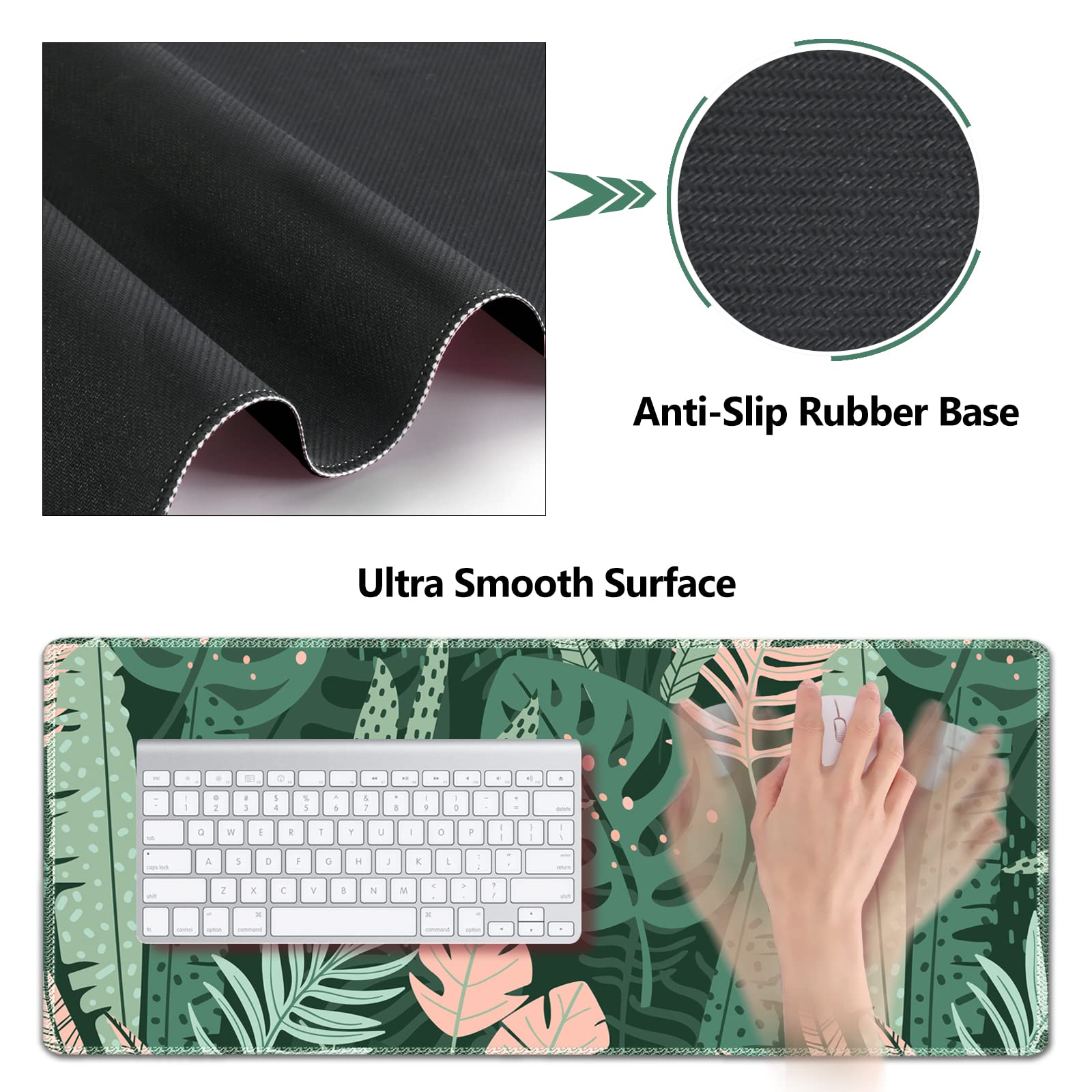 AIMSA Large Gaming Mouse Pad Set, Keyboard Wrist Rest Support Mouse Pad, Ergonomic Memory Foam Multifunctional Extended Desk Mat 35x15.7in Anti-Slip - View 4 of 7