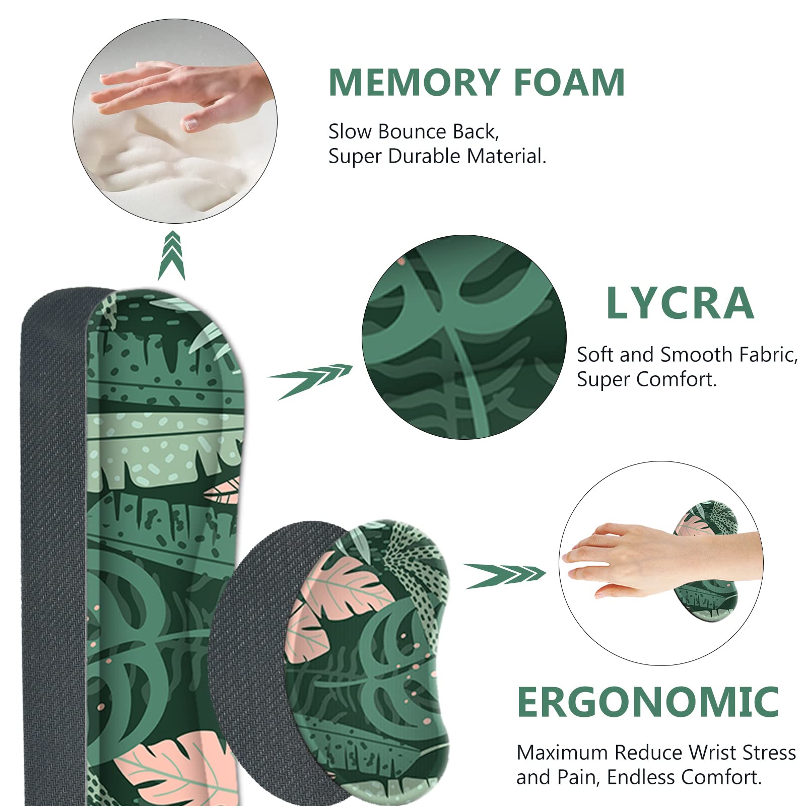 AIMSA Large Gaming Mouse Pad Set, Keyboard Wrist Rest Support Mouse Pad, Ergonomic Memory Foam Multifunctional Extended Desk Mat 35x15.7in Anti-Slip - View 5 of 7