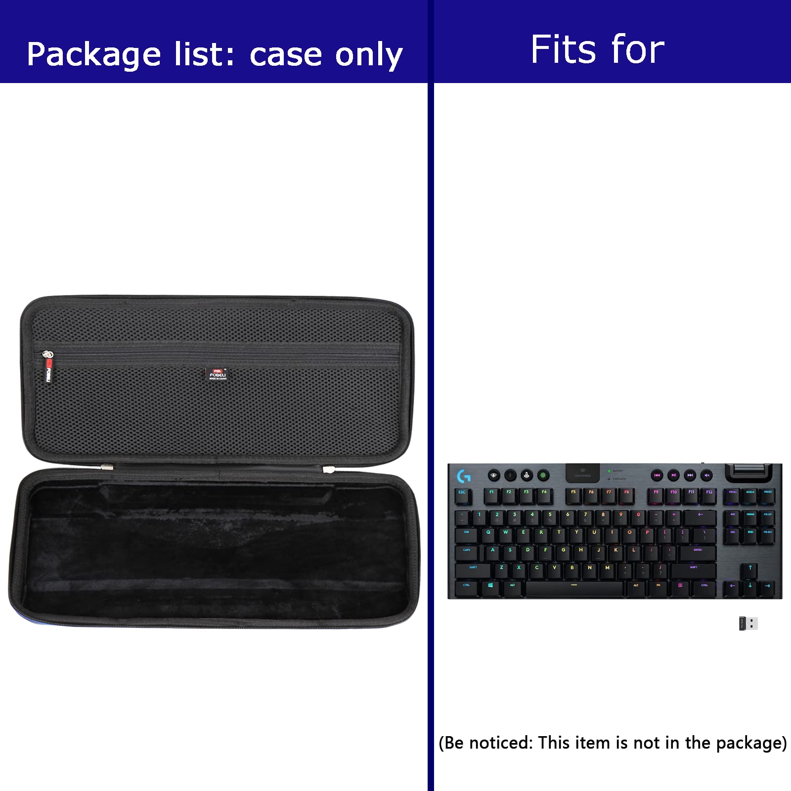 FBLFOBELI EVA Hard Carry Case for Logitech G915 TKL 80% Compact 87 Key Tenkeyless Lightspeed Wireless RGB Mechanical Gaming Keyboard (Case Only) - View 8 of 8