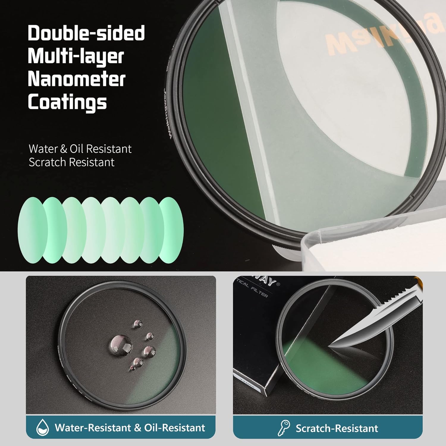 Walking Way Walking Way 1/4 Black Pro Mist Diffusion Filter 82mm Soft Focus Lens for Portrait Vlog Photography Video Dreamy Hazy Effects - View 4 of 7